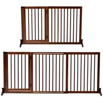 Dog Gate Freestanding Adjustable Safety Gate with Feet 113-166 x 71 cm Wood for Stairs, Doors, Kitchen, Hallway, 3 Panels, Brown 113 x 166 x 36 cm ruda