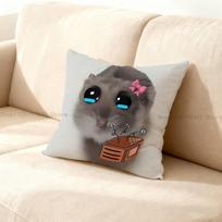 Hamster Funny Cute Sad Meme Pillow Case Plush Pillow Cases Home Decoration Pillow Cover for Sofa Bed Chair Living Room 12x12Inch gray
