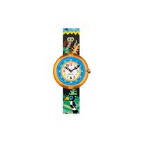 Swatch Quartz Movement Fun Rio Waterproof Shockproof Watch 32Mm Blue Dial Plastic Case Fabric Strap Unisex Watches ZFBNP061 Multicolor blue
