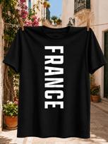 France Graphic Vertical Block Letters Arranged In A Clean Centered Composition Minimalist Modern Unisex All Tshirt S