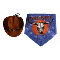 Naminių Gyvūnėlių Kaubojaus Kostiumas Šuns Kaubojaus Skrybėlė ir Bandana Šalikas Rinkinys Naminių Gyvūnėlių Helovino Kalėdinės Šventės Cosplay Aksesuarai Katėms Mažiems Vidutiniams Šunims S mėlyna