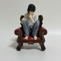 17cm Death Note L. Lawliet Squatting Sofa Figurine Model Toy Doll Room Decoration Collection Car Ornament Kids Birthday Gift gray