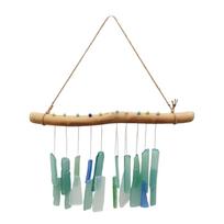 Sea Glass Wind Chimes,Handmade Sea Glass Wooden Wind Chimes Hanging Decoration for Garden,Patios, Balconys Yard Lawn 1