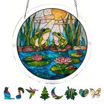 Acrylic Jigsaw Puzzle Suncatcher Kit, Stained Glass Style DIY Window Hanging Ornament for Home Decor, Gift for Women Men Mom S J beige