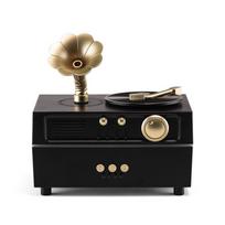 Retro gramofono aromato difuzorius ir „Bluetooth“ garsiakalbis su nuotolinio valdymo pultu – ultragarsinis drėkintuvas ir namų dekoras, dovana USB juoda