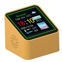 Smart WiFi Digital Clock with Weather with Temperature Humidity Display Date Digital Weather Station for Home Offices Bedroom geltona