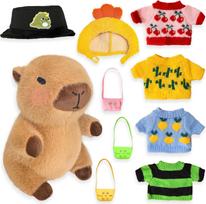 s Cute Capybara Stuffed Animal Plush Toys Dress Up Cute Plushies for Girls Boys Capybara Plush with Clothes  Accessories 10.2 Inch black