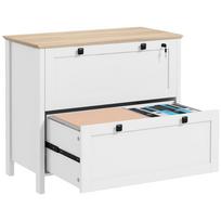2 stalčių spintelė su 2 pakabinamomis juostomis, užraktu ir 2 raktais, A4 formato, 79x40x72 cm, balta ir ąžuolo spalvos 79 x 40 x 72 cm