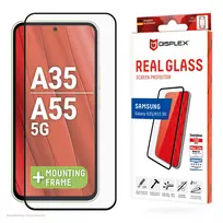 Displex Full Cover apsauginis stiklas (10H) Samsung Galaxy A35/A55 5G, su EASY-ON® Eco montavimo rėmeliu