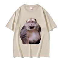 Funny Xing Xing Monkey Meme Graphic T Shirt Men  Women High Quality Cotton Tee Shirt Retro Fashion Short Sleeves Plus Size Loose S beige