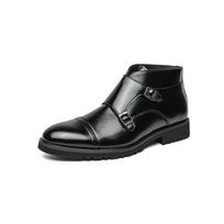 Men's Leather Monk Strap Boots Formal Business Ankle Boots Shoes 38 juoda