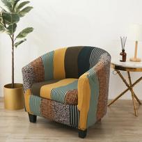Split Spandex Tub Armchair Covers Floral Stretch Single Sofa Covers For Living Room Bar Chair Slipcover With Seat  Cushion Cover black