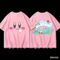 Adult and Children Kirby Face Expression Pure Cotton Y2KT T-Shirt, Suitable for Staying Home or Going Out 110 white