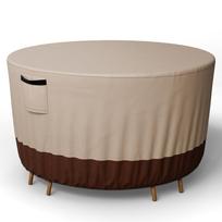 Lauko apvalaus stalo uždangalas, atsparus vandeniui, 600D Oksfordo, tvirtas sodo baldų apsaugas terasos kėdžių komplektui (as the picture,152x58cm) beige