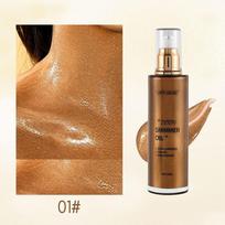 SAM SUGAR Body Shimmer Oil Liquid Highlighter Face and Body Luminizer Beach Glow Glowing Oil Moisturizing Shimmer Makeup for Women 1#