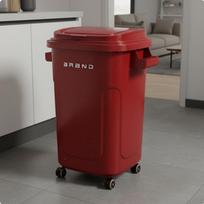 Virtuvinė šiukšliadėžė su dangčiu Be lenkimosi Ergonomiškas aukštis Ritinėlis Šiukšliadėžė Lengvas judumas Didelė talpa Red Lid-wheels 48L white