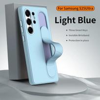 Suitable for Samsung Galaxy S26 S25 S24 Ultra S24 Plus smart silicone wristband holder phone case, smart control shortcut button Galaxy S24 Ultra šviesiai mėlyna spalva