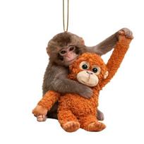Yousheng Monkey Hugging Plush Toy Keychain 2D Monkey Acrylic Keychain for Backpack Purse Car Keys Emotional Gift for Family I brown