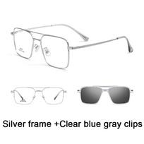 Men Classic Polarized Clip On Myopia Sunglasses Square Double Beam Titanium Alloy Glasses Frame Optical Reading Glasses Magnetic Original Lenses auksas