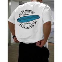 Men's Summer Casual Short Sleeve T-Shirt with Surf & Beach Graphic Print, Regular Fit Round Neck, Machine Washable for Everyday Comfort S balta