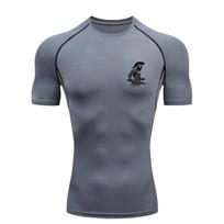 Spartan Warrior  Men's Sports T-shirt Training Fitness Compression Workout T-Shirt Short Sleeve Rashguard for Men S gray
