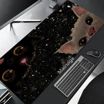Black Cat Mouse Pad Large Mousepad Black and white Kawaii Mouse Mat Computer Office Accessories Desk Mat 90x40 Custom Mause Pad 30cmx80cm(11.8x31.5inch) gray