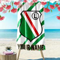 Custom Name Legia Warsaw Print Beach Towel, Large Soft Quick Dry Towel for Beach Camping Swimming_xia 70cmx140cm(27x55inch) green