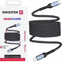 Swissten Swissten magnetinis savaime susitraukiantis USB-C / Lightning duomenų kabelis