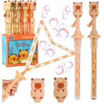 LEAN Toys Didelių muilo burbulų pūtimo ištraukiama lazdelė Capybara 49.5 cm 100 ml