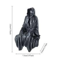 Gothic Decor Tabletop Mysterious Grim Reaper Statue - Gothic Spooky Decor for Garden or Bookshelf - 12cm Resin Figurine - Goth Bookshelf Decor juoda