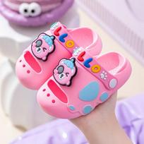 Children's Slippers, Baby Crocs, Summer Boys' and Girls' Fish-mouth Flip-flops, Home Anti-slip Shoes 18-19 rožinė