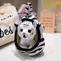 Simulation dog plush toy kennel doll animal husky spotted dog children companionship gift doll 18cm white