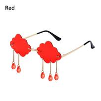 Cloud Shaped Shades Steampunk Sunglasses Disco Glasses Clouds Tassel Sunglasses Rimless Sunglasses raudona