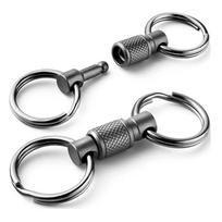 Double Headed Quick Release Keychain 360° Rotation Retractable Detachable Keychain Compact Quick Pull Design Keys Fob Outdoor pilka