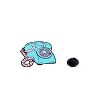 New 90s Vintage Series Enamel Brooches Retro Camera Tape Phonograph Record Telephone Shaped Lapel Pins
