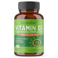 Vitamin D3 5000 IU Dietary Supplement, With Rice Bran Extract, 120 Capsules Per Bottle 120 Capsules