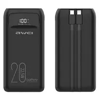 AWEI P169K external battery (power bank) | 20000 mAh | 22.5W | USB-C, Lightning | black
