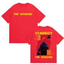 Rapper The Weeknd Starboy Album 2025 Merch T Shirts Unisexs Street Gothic Hip Hop Retro Cotton Short Sleeve Tshirt Y2k Streetwear S red