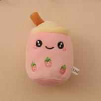 Mielas pliušinis pieno arbatos puodelio pakabukas, pliušinis žaislas, lėlė, krepšio pakabukas, lėlės raktų pakabukas 4 inch [ordinary hanging chain] beige
