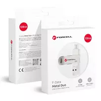 Forcell 128GB USB 3.2 Gen 1 Flash Drive (USB A / USB C) F-Data Metal Duo silver