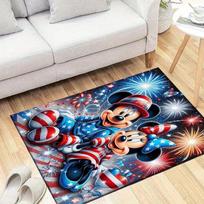 1pc Mickey Mouse Minnie Fireworks Pattern Area Rug Soft Flannel Floor Mat for Living Room, Bedroom, Sofa Coffee Table Floor Mat 60cm by 90cm gray