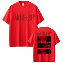 Singer Lana Del Rey Graphic T Shirt Unisex Women Fashion Hip Hop 90s Vintage TShirts Oversized Cotton Casual Tshirt Y2k Streetwear S red