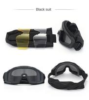Airsoft Taktiniai Akiniai 3 Lęšiai Apsauga nuo Vėjo Apsauga nuo Dulkių Šaudymas Motokrosas Motociklas Alpinizmas Akiniai CS Saugus Apsauga