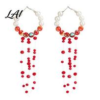 Halloween Costume Jewelry Gothic Blood Drop Choker Layered Faux Pearl Necklace Red Tassel Dark Aesthetic Accessories Earrrings Punk Style B