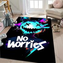 Cyberpunk Style Neon Graffiti Print Rug for Boys Bedroom Black Carpet for Game Room Decor Carpet for Living Room Floor Mats Gift 40x60cm (16x24in) white