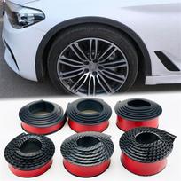 Universal Black Carbonfiber Fender Flare Car Wheel Eyebrow Rubber Protector Strip Guard Wheel-arch Trim Arch Extender Decoration 3.8CM Black