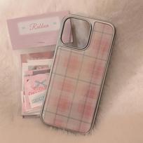 Phone Case for iPhone 17 16e 16 15 14 13 12 11 Pro Max X XR Air Plus Luxury Clear Ins Niche Simple Pink Grid Sweet Fresh iPhone 15 Pro gray