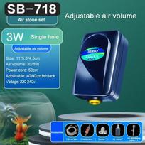 Ultra Silent Aquarium Air Pump Low Noise Air Compressor Aerator 220v Fish Tank Oxygen Air Pump Silent Operation 3.5/4/12W 718 Air Stone Set blue