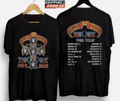 SALE Vintage Guns N' Roses 1988 Tour Cotton T-Shirt XXXL gray