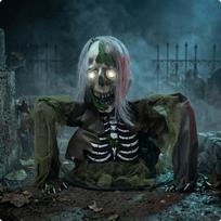 Judantis Garsinis Zombis Skeletas Suplėšytas Marlės Audinys Pusės Kūno Šviečiančios Akys Namams black